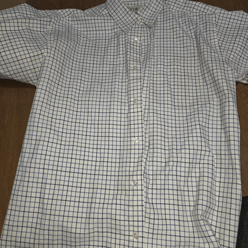 Orvis White and Blue Grid Pattern Shirt